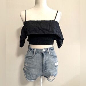 Black Off The Shoulder Crop Top Sized Small